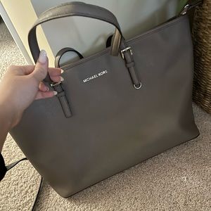 Grey large Michael Kors tote with inner laptop case